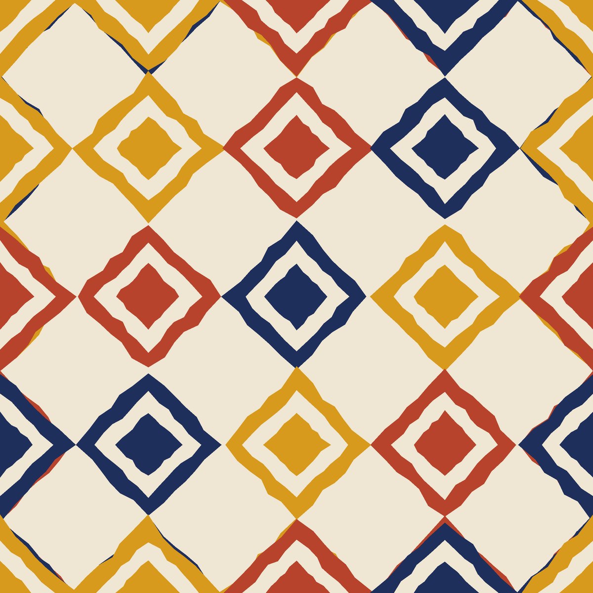Ikat Diamond Lattice — seamless pattern, single repeat