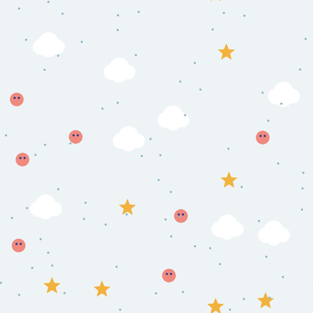 Little Stars & Clouds — seamless pattern repeat
