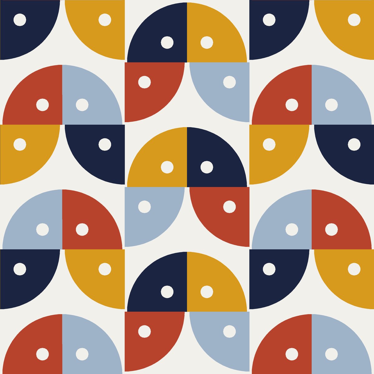 Modern Grid Bloom — seamless pattern, single repeat