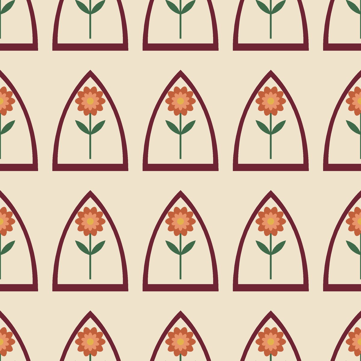 Mughal Arch Garden — seamless pattern, single repeat